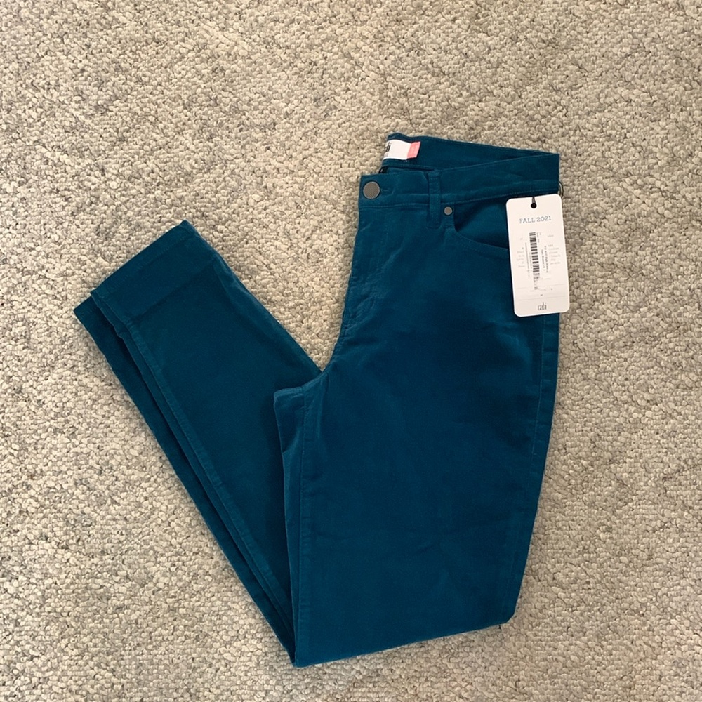 CAbi Moroccan blue high waisted skinny narrow wale corduroy pants #4137 Size 8